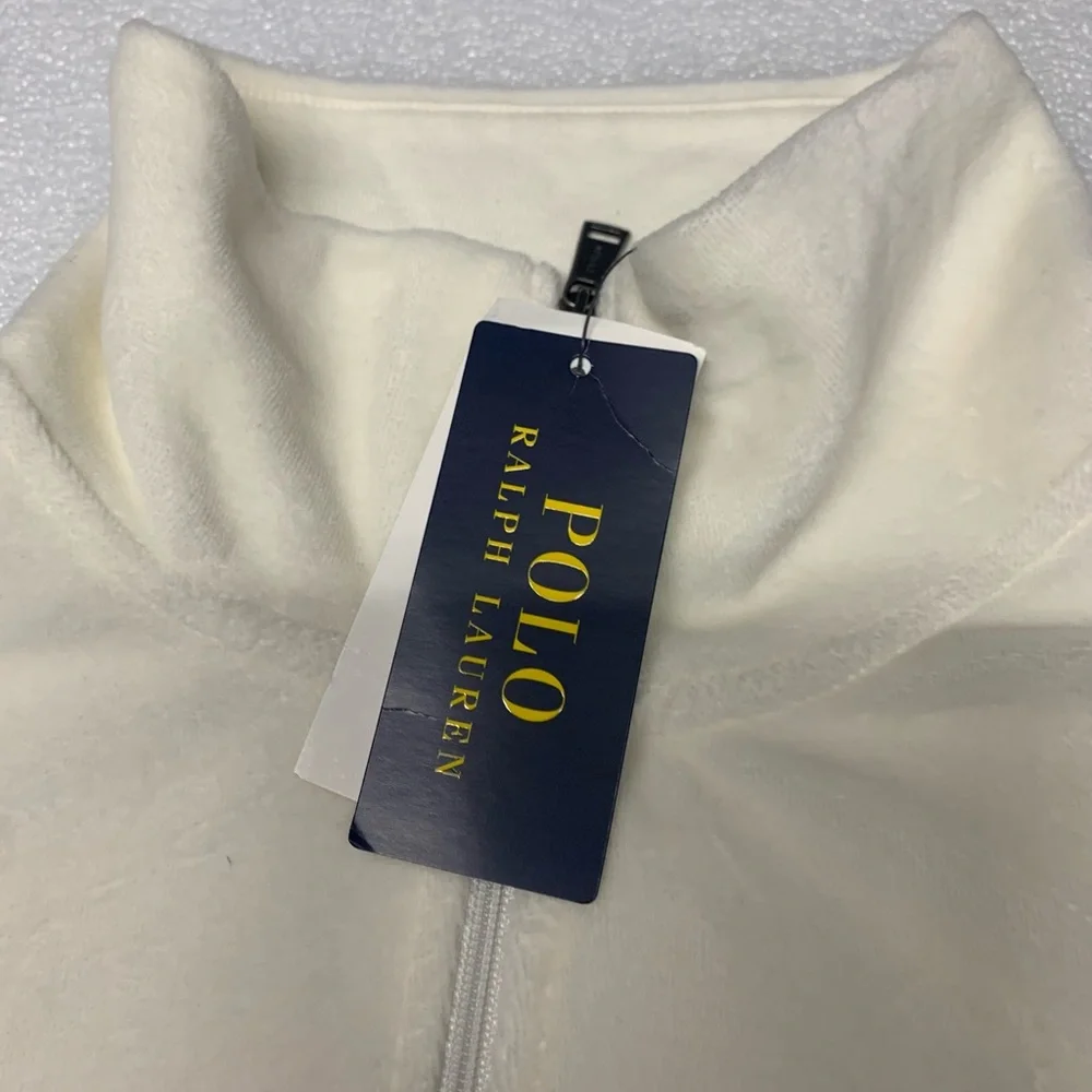 Ralph Lauren Womens Velour Track Jacket L-Large Quarter Zip Stretch $148 - Picture 9 of 9